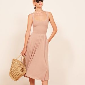 NEW •  Reformation Rou Midi Dress Blush Pink • Size Medium